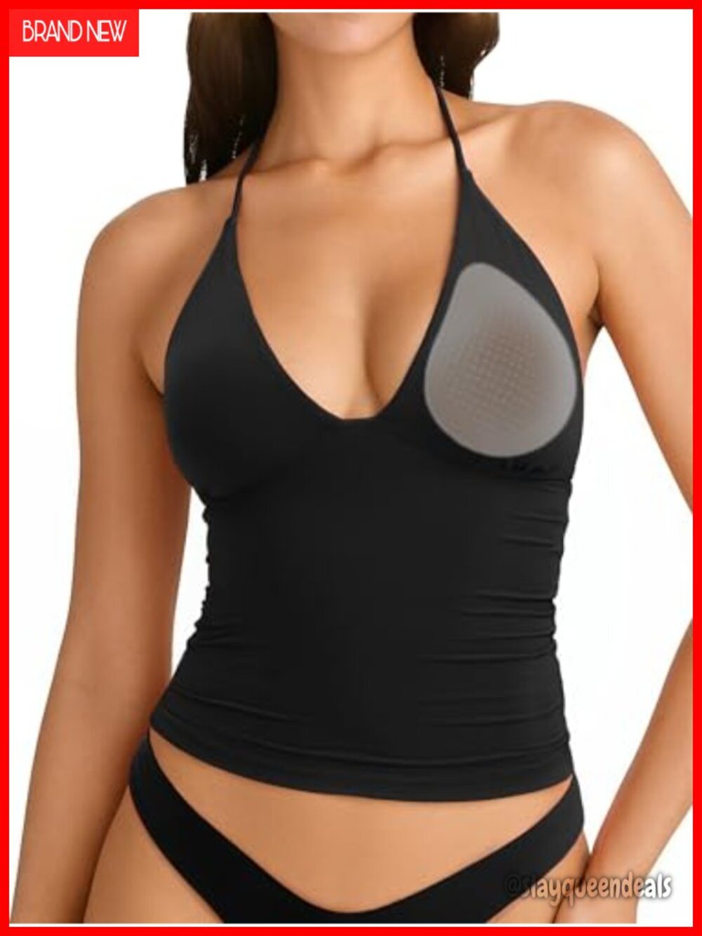 Women's Double Lined Halter Tank Top with Removable Pads Sleeveless Going Out